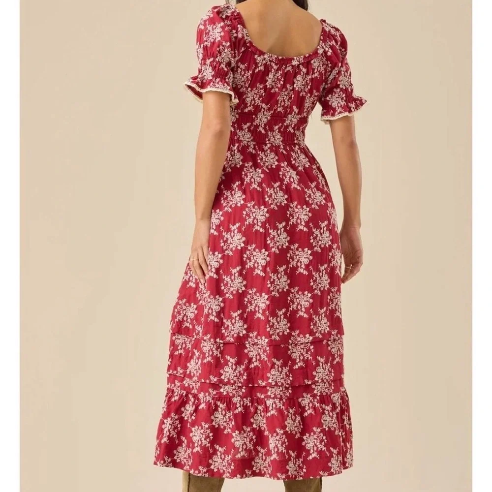 Altar'd State Aura floral maxi dress puff sleeves - Picture 3 of 5